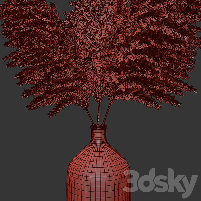 Pampas grass in glass vase 7 3DS Max Model - thumbnail 4