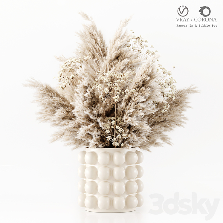 Pampas In A Bubble Pot 3DS Max Model - thumbnail 1