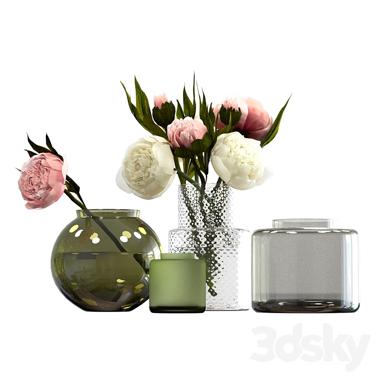 Peonies in IKEA vases 3DS Max - thumbnail 2