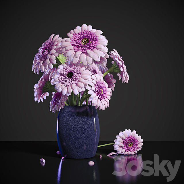 PINK DEW GERBERA 3ds Max - thumbnail 1