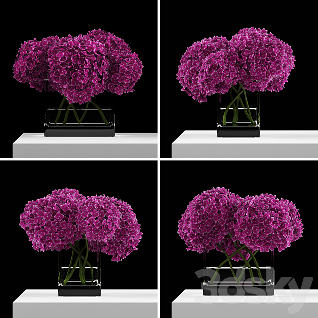 Pink hydrangeas 3DS Max Model - thumbnail 2