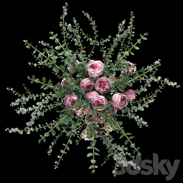 Pink roses and eucalyptus 3DSMax File - thumbnail 2