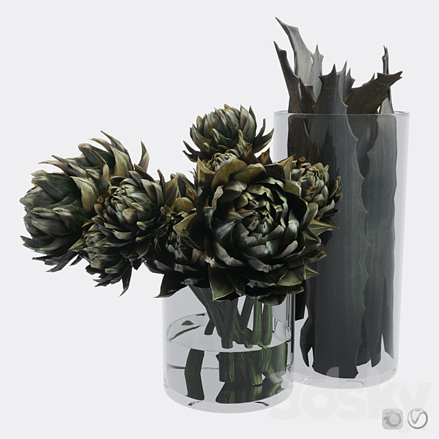 Plant set composed of artichokes and aloe vera 3DSMax File - thumbnail 1