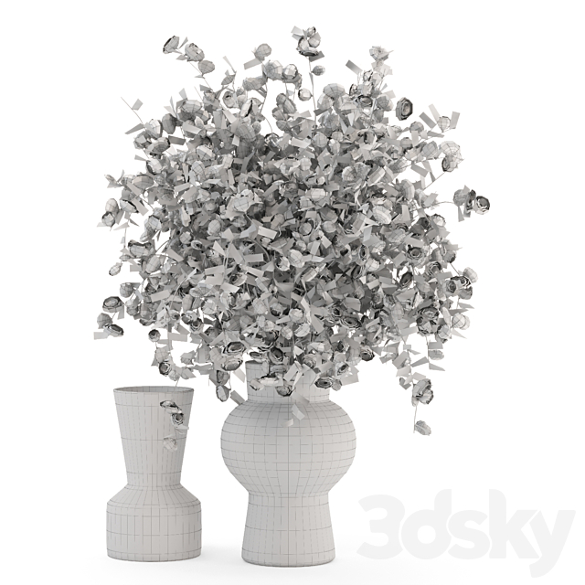 Plants Bouquet Collection In Concrete Pots – Set 1449 3DS Max Model - thumbnail 5