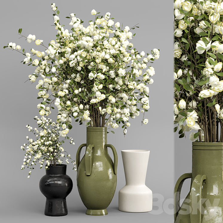 Plants Bouquet Collection In Concrete Pots – Set 948 3DS Max - thumbnail 1