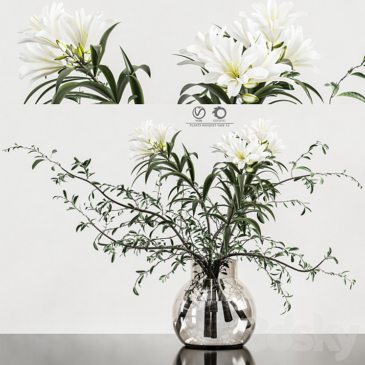 plants bouquet vase 12 3DS Max - thumbnail 1