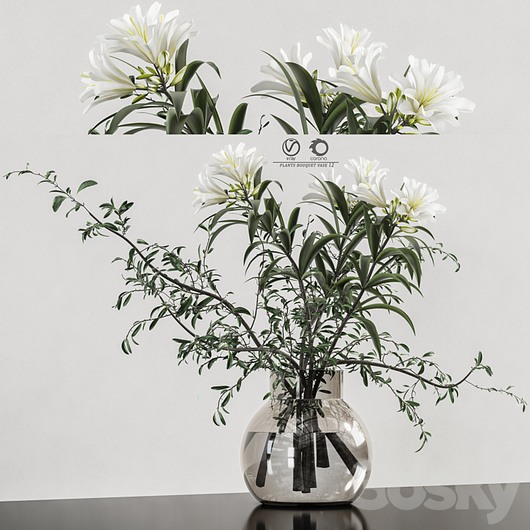 plants bouquet vase 12 3DS Max - thumbnail 2