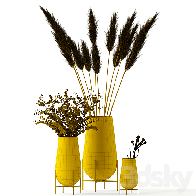 Plants in Echasse Vases 3DSMax File - thumbnail 3