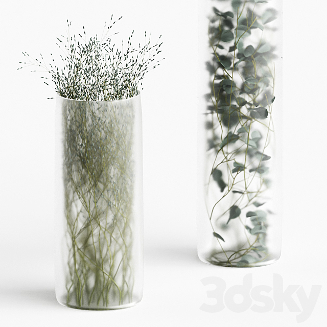 Plants in frosted vases 3ds Max - thumbnail 2