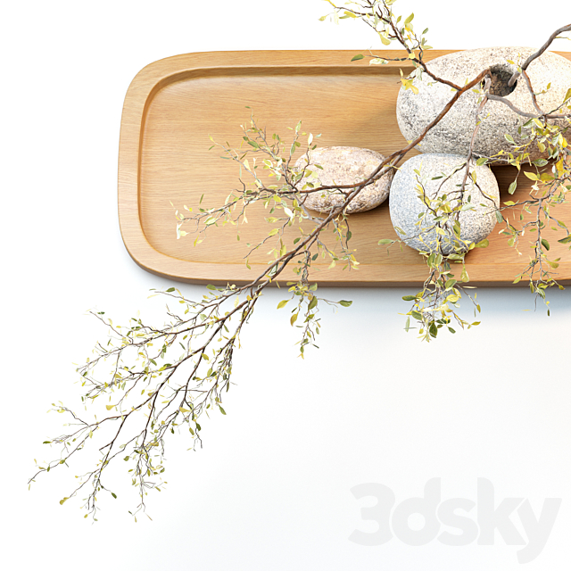 Plum branch in a stone vase 3DS Max Model - thumbnail 2