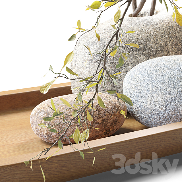 Plum branch in a stone vase 3DS Max Model - thumbnail 6