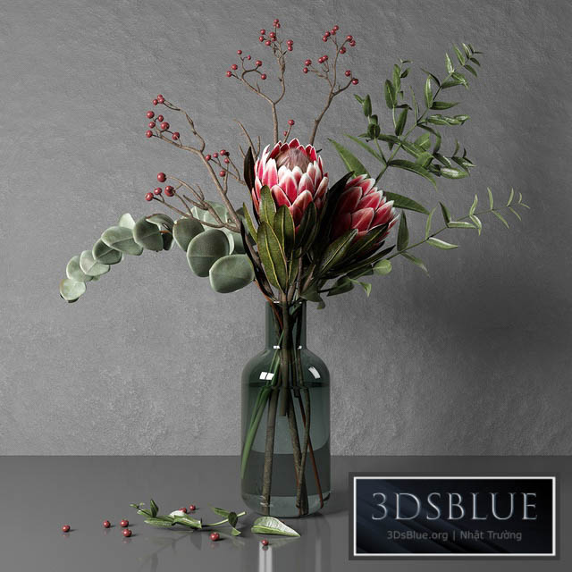 Protea and eucalyptus bouquet 3DS Max - thumbnail 3