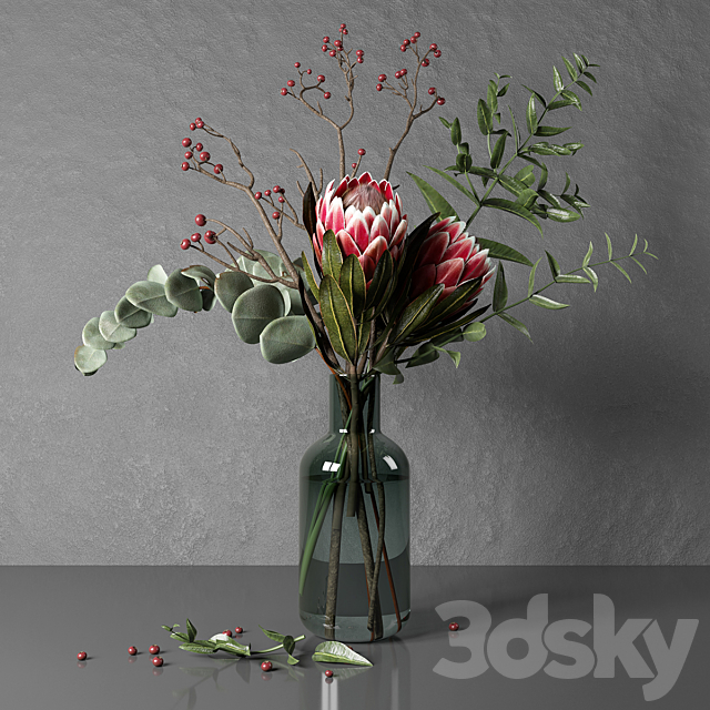 Protea and eucalyptus bouquet 3DSMax File - thumbnail 1