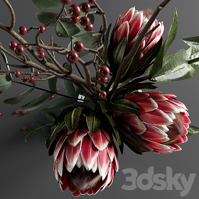 Protea and eucalyptus bouquet 3DSMax File - thumbnail 2