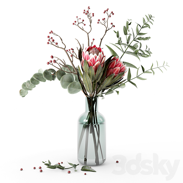 Protea and eucalyptus bouquet 3DSMax File - thumbnail 3