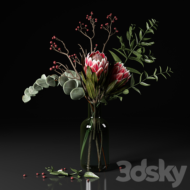 Protea and eucalyptus bouquet 3DSMax File - thumbnail 4