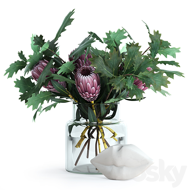 Protea & Oak leaves 3ds Max - thumbnail 1