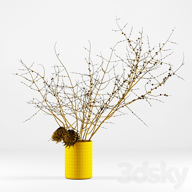 Prunus branches and chrysanthemums 3DSMax File - thumbnail 3