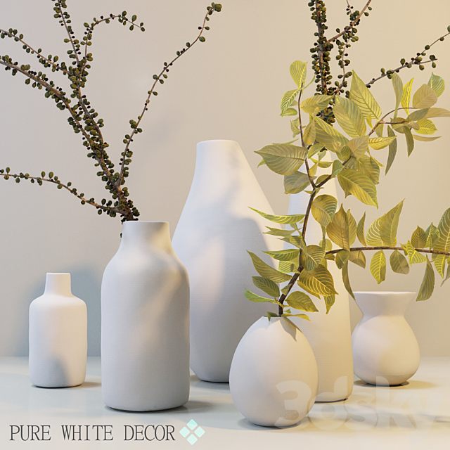 Pure White Ceramic Vases 3DSMax File - thumbnail 1