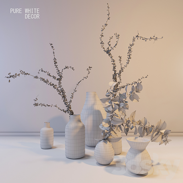 Pure White Ceramic Vases 3DSMax File - thumbnail 3