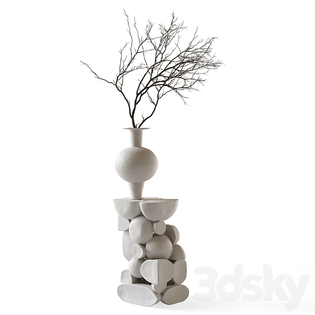 Re Jin Lee podium with branch in vase 3ds Max - thumbnail 1