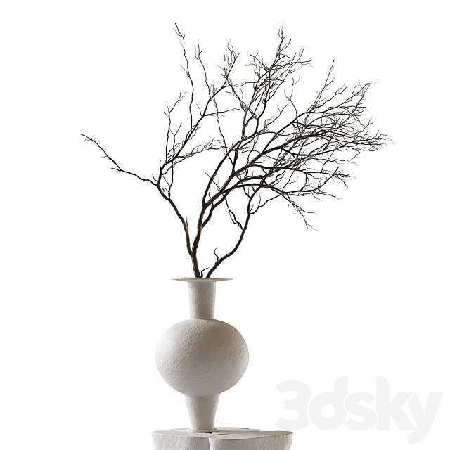 Re Jin Lee podium with branch in vase 3ds Max - thumbnail 3