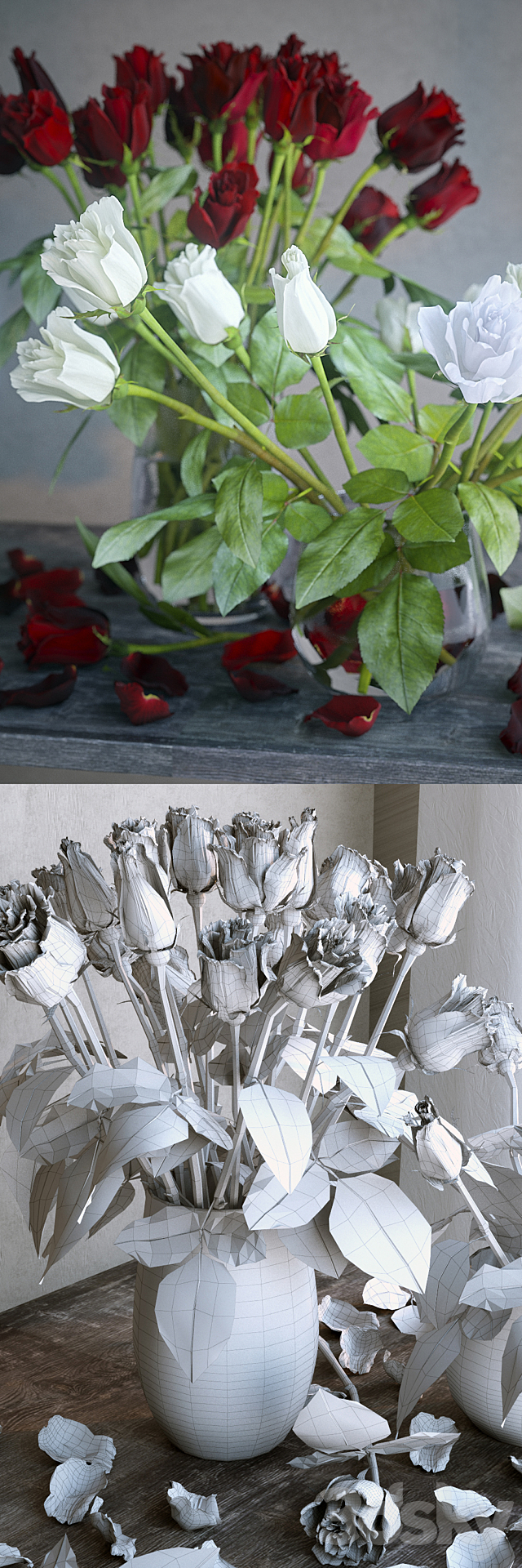 Red and white roses 3DSMax File - thumbnail 3