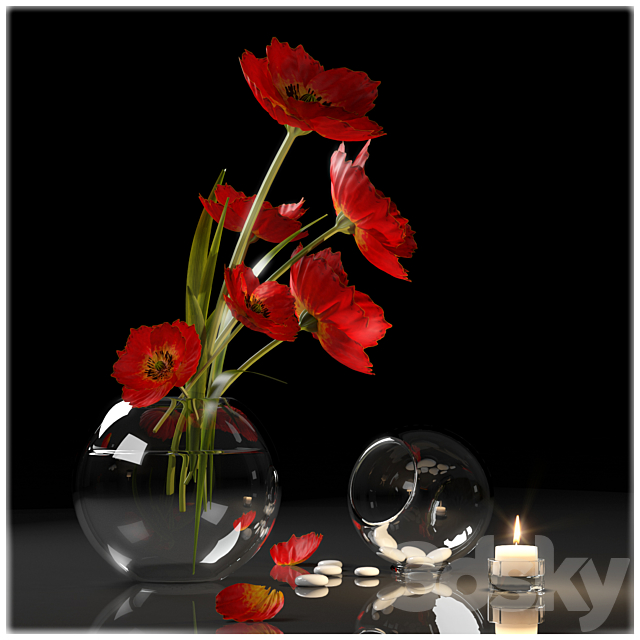 RED POPPIES 2 3DSMax File - thumbnail 1