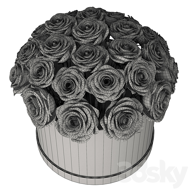 Red roses in box 3DS Max Model - thumbnail 3