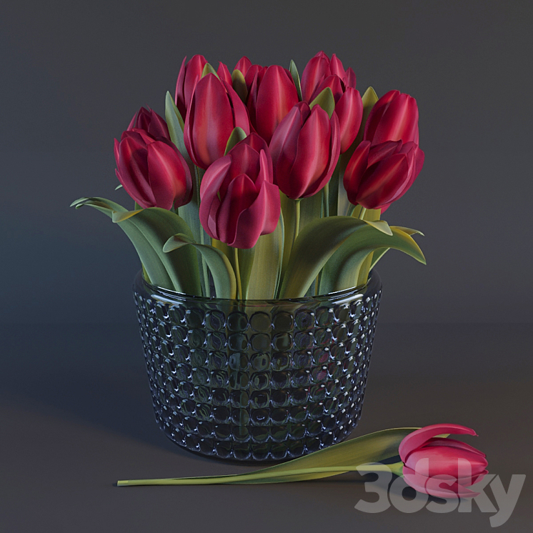 Red Tulips 3DS Max - thumbnail 1