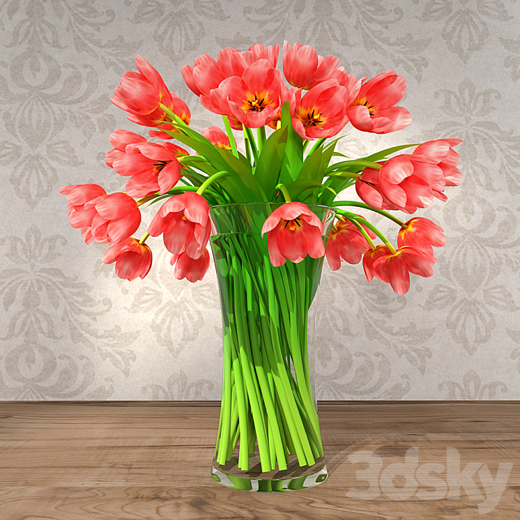 Red Tulips 3DS Max - thumbnail 1