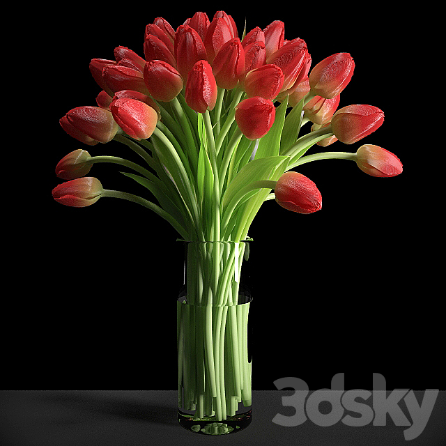 Red Tulips _ Red tulips 3DSMax File - thumbnail 1