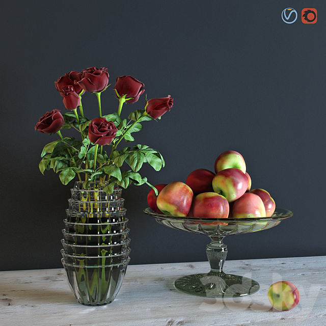 Roses with apples 3ds Max - thumbnail 1