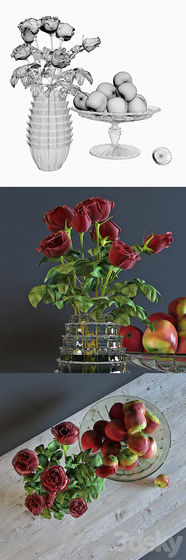 Roses with apples 3ds Max - thumbnail 2