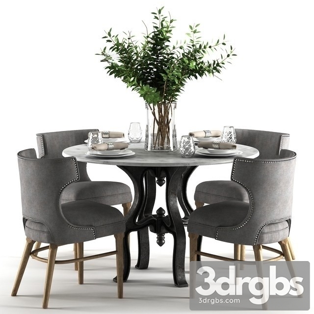 Round Dining Table Marble 3dsmax Download - thumbnail 1