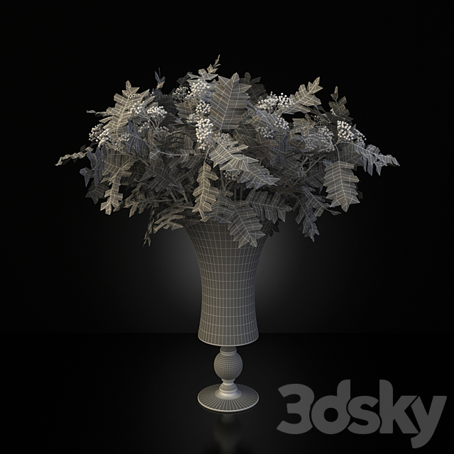 Rowan Bouquet in a vase. eternity bowl red berries 3DSMax File - thumbnail 3