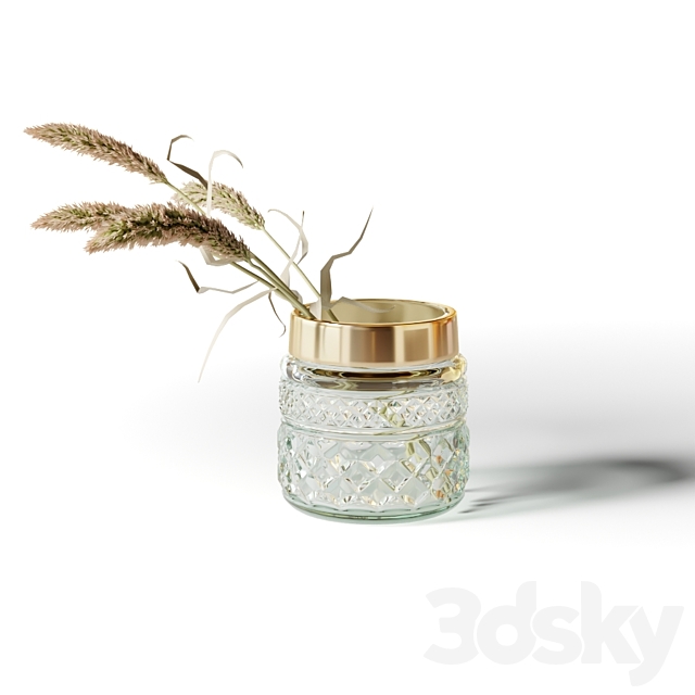 Set of 5 bouquets of dried flowers in glass vases 3DS Max Model - thumbnail 3