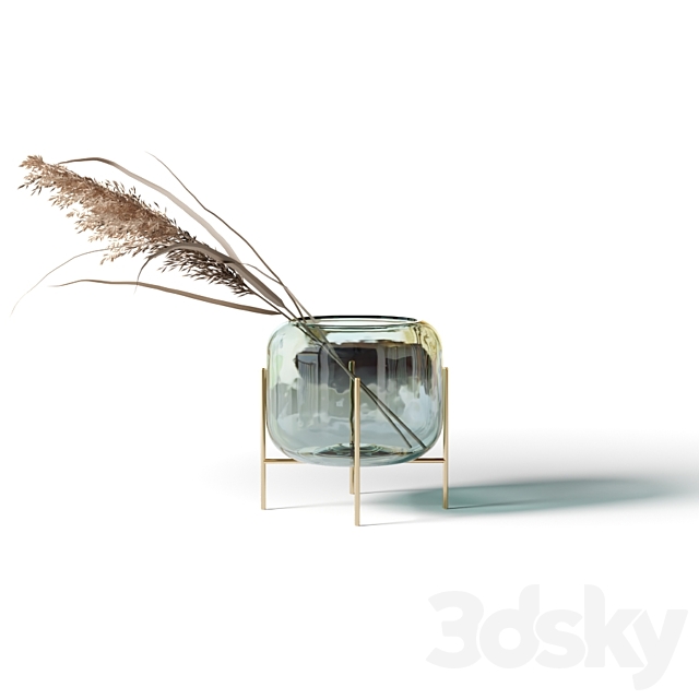 Set of 5 bouquets of dried flowers in glass vases 3DS Max Model - thumbnail 5