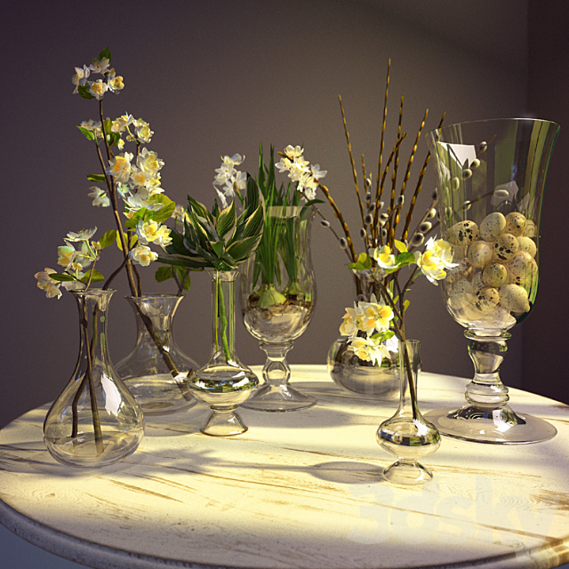 Seven of vases with flowers 3DSMax File - thumbnail 1