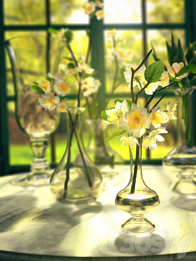 Seven of vases with flowers 3DSMax File - thumbnail 3