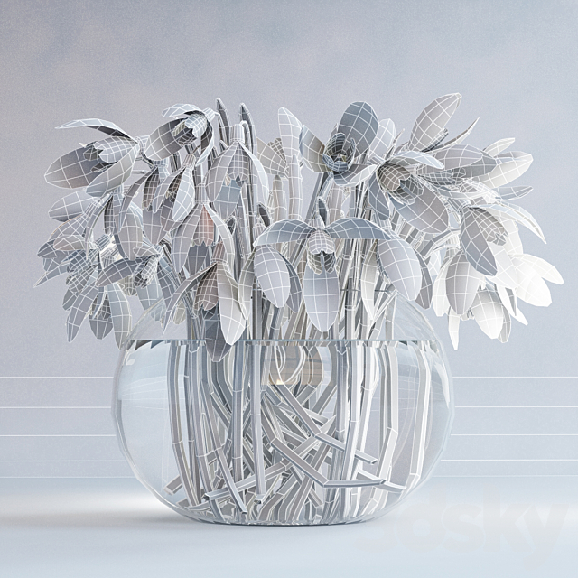 Snowdrops in a vase 3DSMax File - thumbnail 3