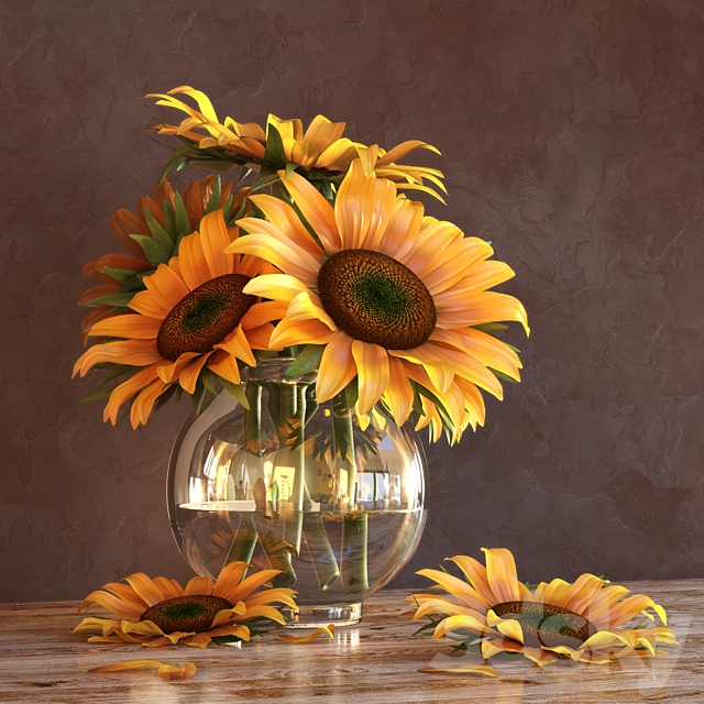 Sunflowers in a Vase 3DS Max Model - thumbnail 1