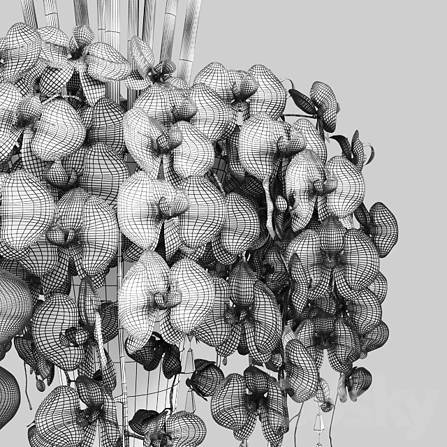 tall bouquet in a glass vase 3DSMax File - thumbnail 3