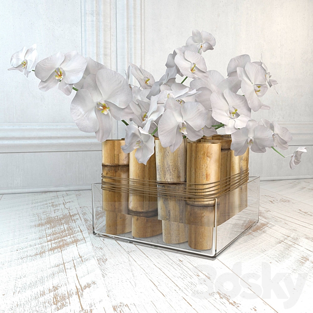 The composition with bamboo and orchids 3ds Max - thumbnail 1