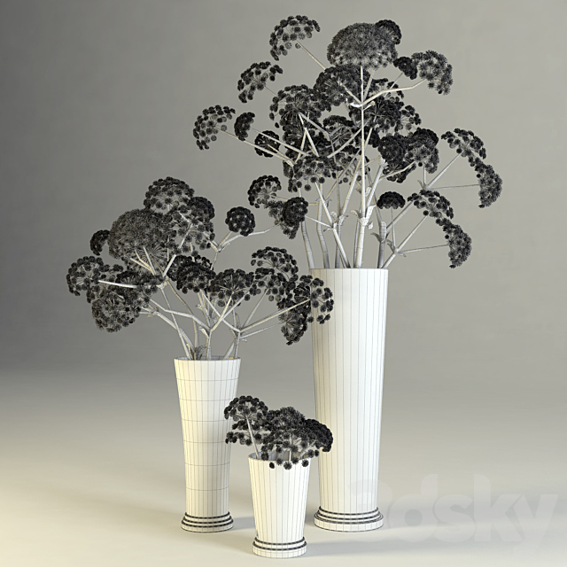 Three floral compositions of different heights 3DSMax File - thumbnail 2