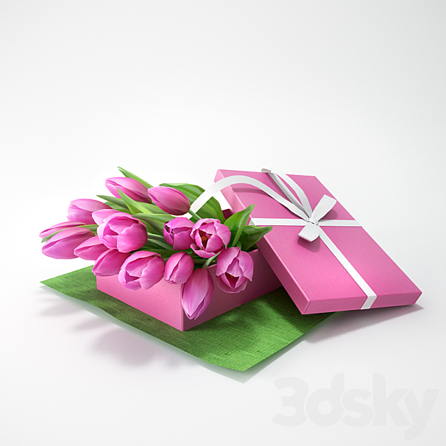 Tulips in a gift 3DSMax File - thumbnail 1