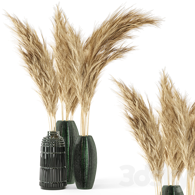 Vase Dry plants 22 – Dried Pampas in handmade vase 3ds Max - thumbnail 1