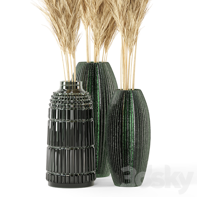 Vase Dry plants 22 – Dried Pampas in handmade vase 3ds Max - thumbnail 3