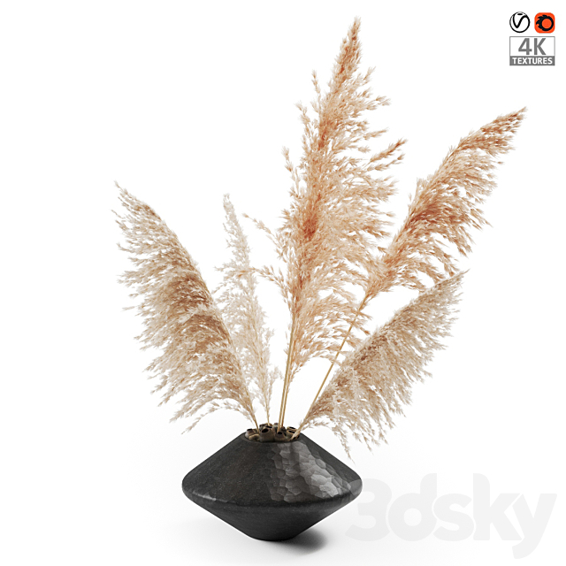 Vase with dried plants 3DSMax File - thumbnail 1