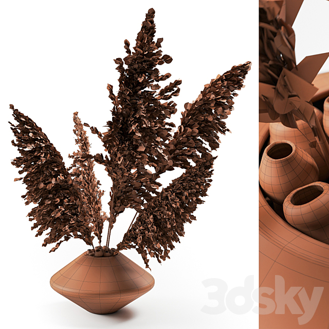 Vase with dried plants 3DSMax File - thumbnail 5